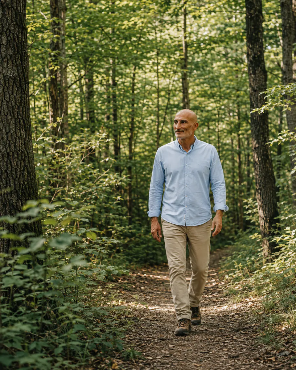 Fred Magry marchant en forêt dans le Lauragais
